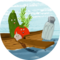 Illustration, auf der mediterranes Gemüse in einem Boot sitzt und das Salz über die Planken gehen lässt | © SONNENTOR